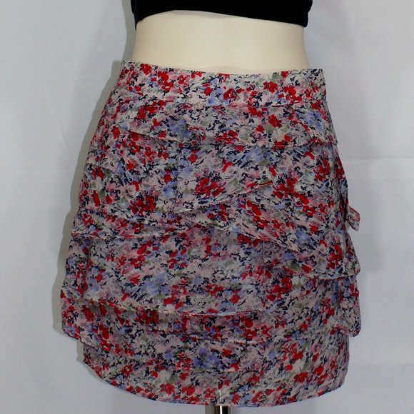 Portmans floral mini lined multilayers summer side zipped light